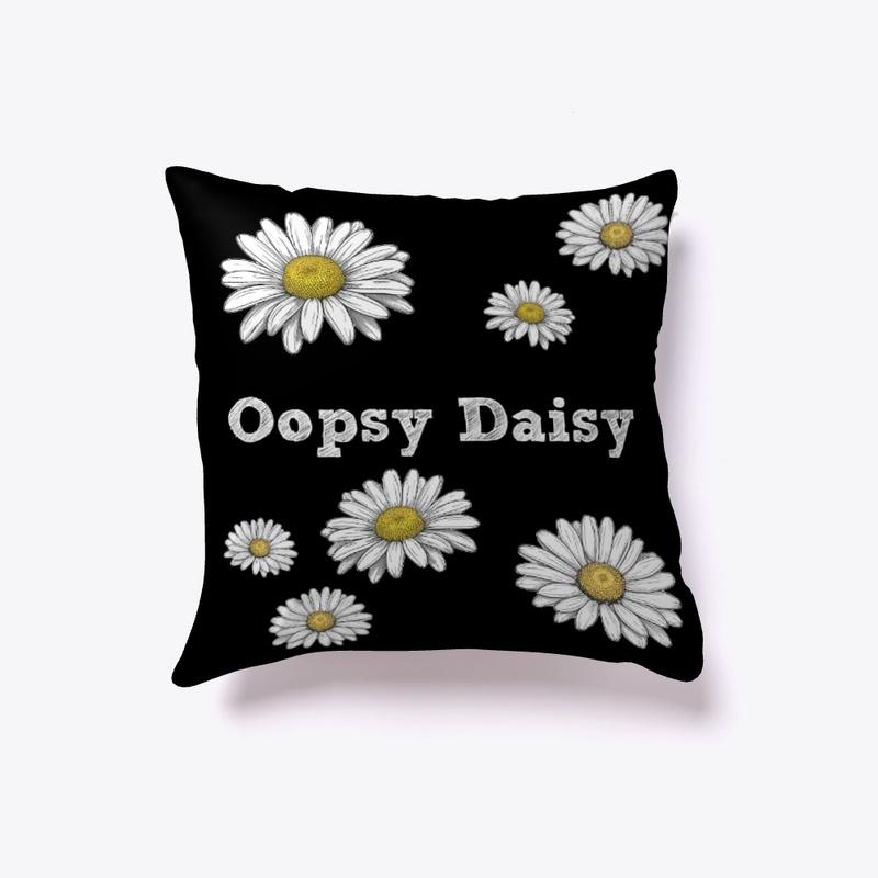 Black Oopsy Daisy Pillow